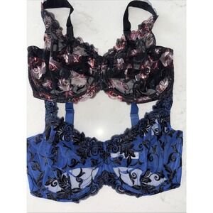 Soma Floral Sheer Underwire Bras in Black & Blue